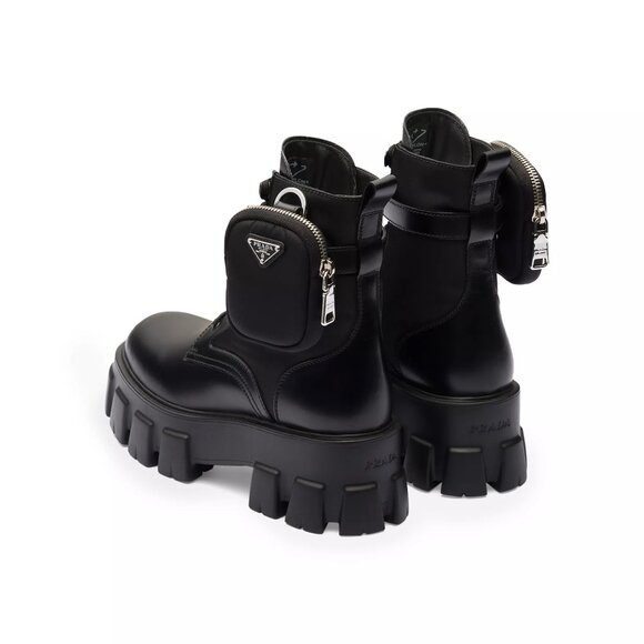 PRADA Monolith Leather and Re-Nylon Boots with Pouch | Size 38.5 IT - Picture 4 of 9